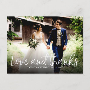 Carte Postale Chic Mariage Amour et Remerciements Photo de Remer