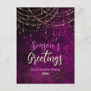 Carte Postale Chic mauve or lumières Noël nouvel an