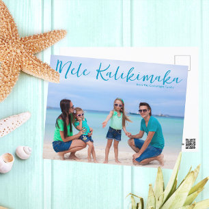 Carte Postale Chic Mele Kalikimaka Full Family Photo Tropical