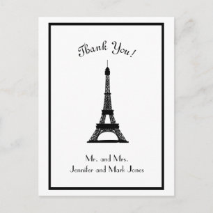 Carte Postale Chic Merci Tour Eiffel noir et blanc