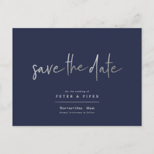 Carte Postale Chic+Moderne Argent Signature Script, Enregistrer 