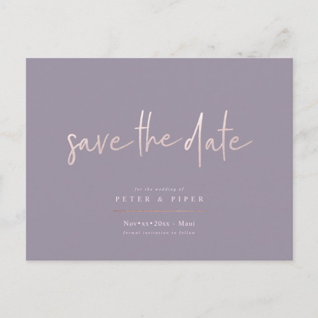 Carte Postale Chic+Moderne Blush Signature Script, Enregistrer l (Devant)