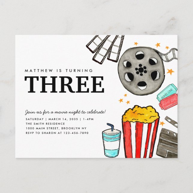 Carte Postale Chic Movie Nuit Cinéma Watch Anniversaire de enfan (Devant)