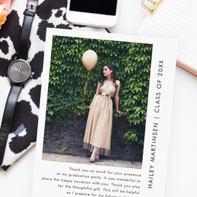 Carte Postale Chic One Photo Merci Message Graduation (Créateur téléchargé)