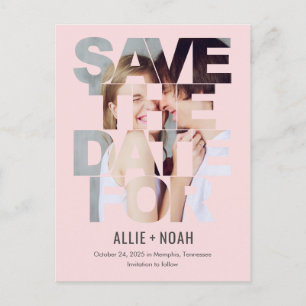 Carte Postale Chic Peek COULEUR ÉDITABLE Enregistrer La Date Car