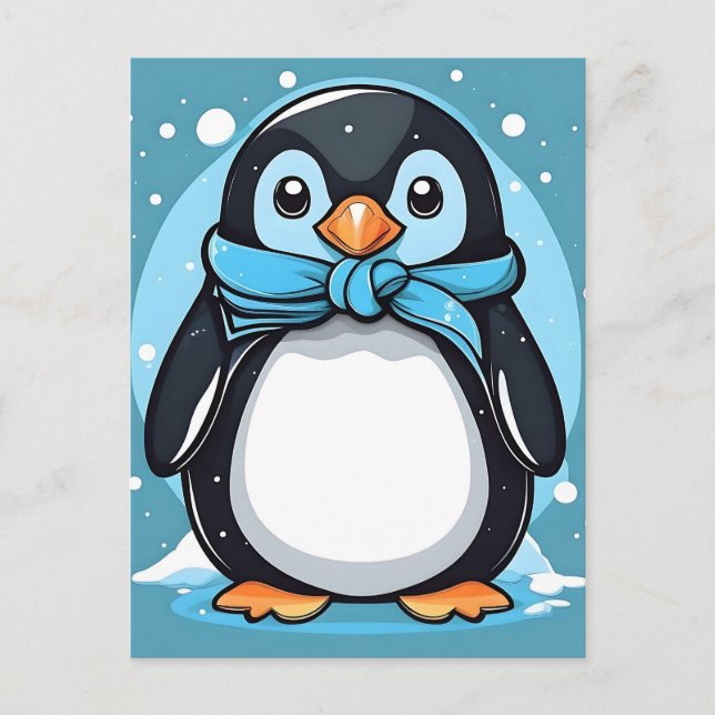 Carte Postale Chic Penguin Icy Blue (Devant)