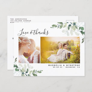 Carte Postale Chic Photo Eucalyptus Mariage Merci