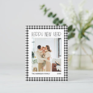 Carte Postale Chic Retro Noir En vichy Plaid Nouvel An Photo