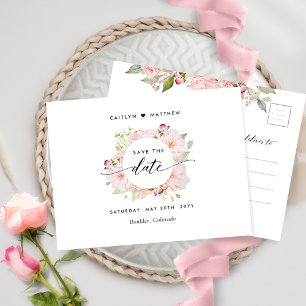 Carte Postale Chic Rose, Blush, Mariage Rose Or Enregistrer La D