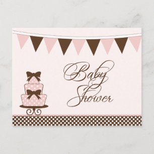 Carte Postale Chic rose + brun filles baby shower invitation