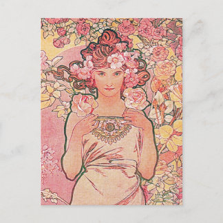 Carte Postale Chic Rose Flower Girl Élégante