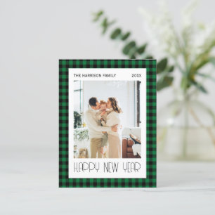 Carte Postale Chic Vert Noir En vichy Plaid Photo Nouvel An