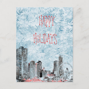 Carte postale Chicago 2021 Skyline Happy Holidays