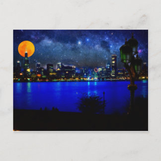 Carte Postale chicago à pleine lune 3