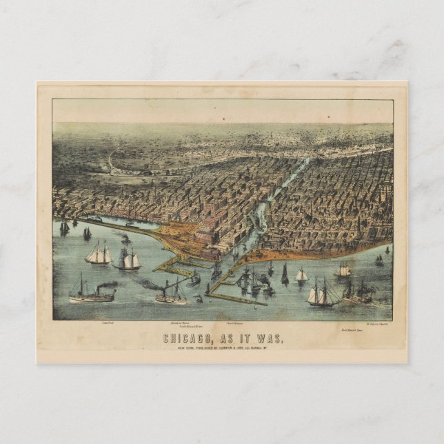 Carte Postale Chicago, Comme C'Était. Avant le grand incendie de (Devant)