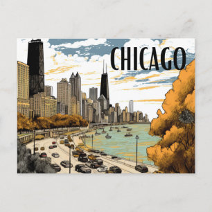 Carte postale Chicago de style vintage