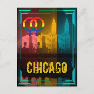 Carte Postale Chicago Gay pride Lesbian 1930's Wrigley Building