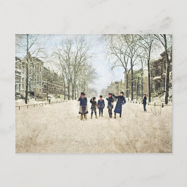 CARTE POSTALE CHICAGO HIVER LINCOLN PARK 1897 COULEUR ENFANTS (Devant)