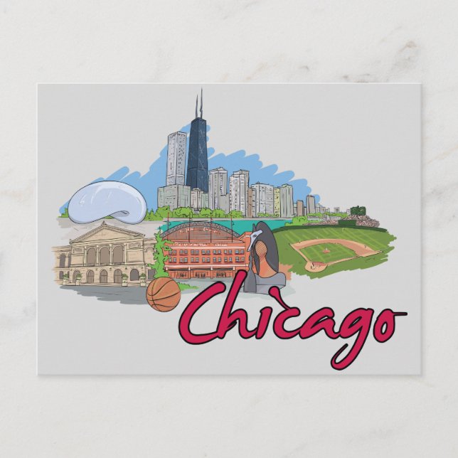 Carte Postale Chicago, Illinois Célèbre des États-Unis (Devant)