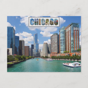 Carte Postale Chicago Illinois River Skyline