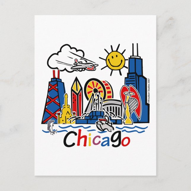 Carte Postale Chicago Kids Skyline (Devant)