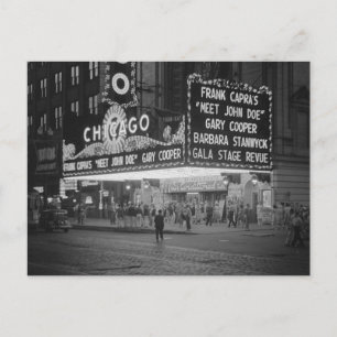 Carte Postale Chicago Movie Theatre à la nuit, 1941