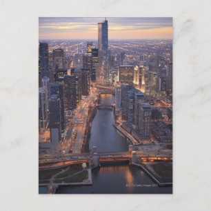 Carte Postale Chicago River et Trump Tower d'en haut