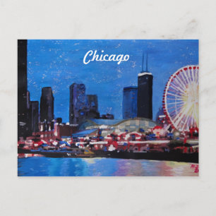 Carte Postale Chicago Skyline avec Ferris Wheel