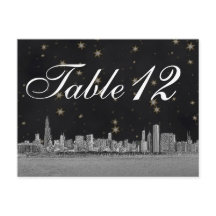 Chicago Skyline Black Gold Star Numéro de tableau