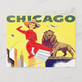 Carte Postale chicago tourisme poster rétro avion