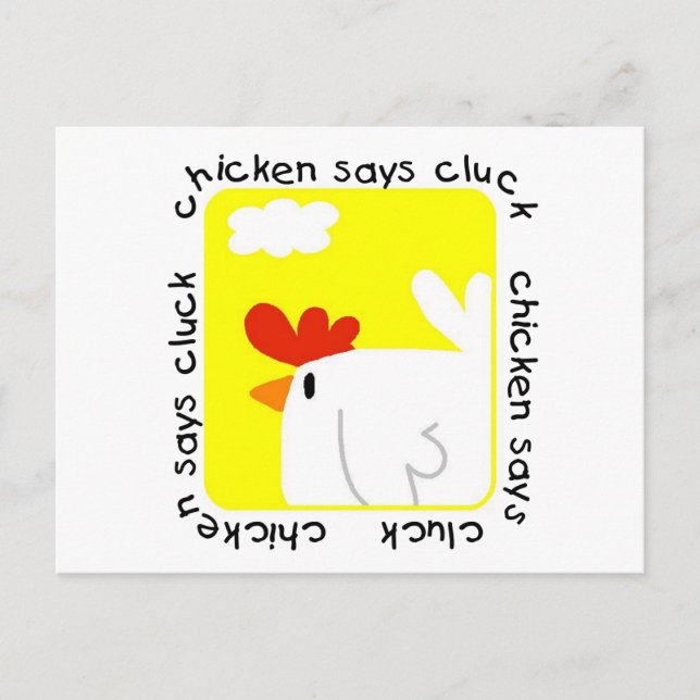 Carte Postale Chicken dit Cluck Tshirts et cadeaux (Devant)