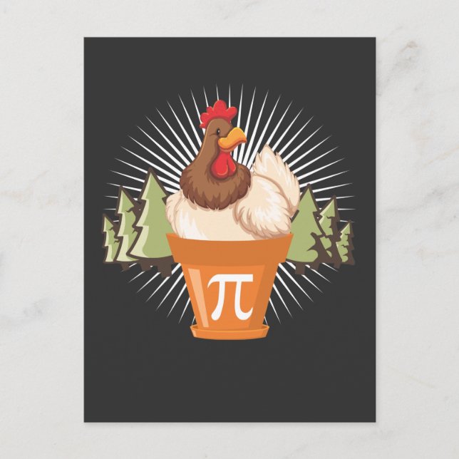 Carte Postale Chicken Pot Funny Pi Day Math amant 3.14 (Devant)