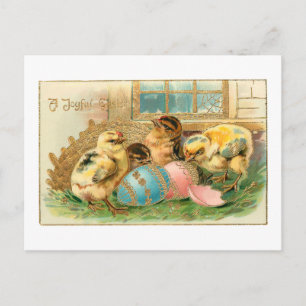 Carte Postale Chicots de Pâques à lunettes avec Faux Gold Highli