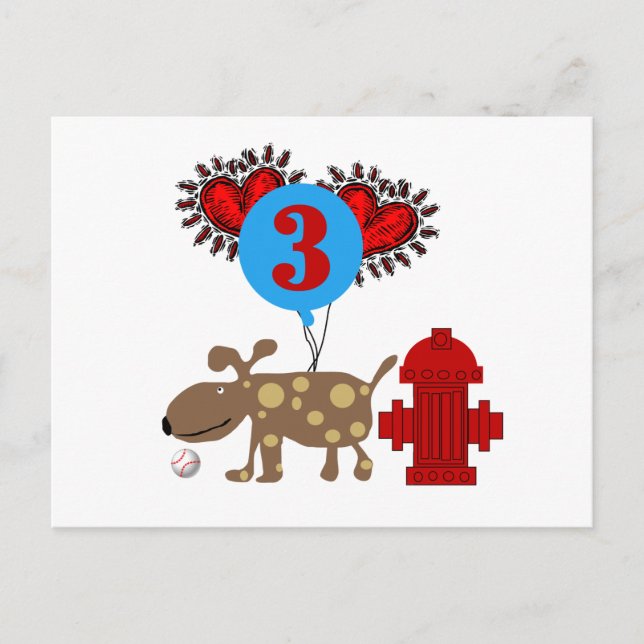 Carte Postale Chien 3e anniversaire Tshirts et cadeaux (Devant)