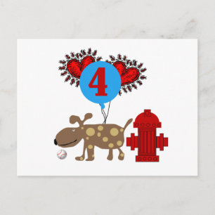 Carte Postale Chien 4th Birthday Tshirts et cadeaux
