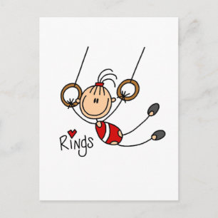 Carte Postale Chien à bâtons fille sur Anneaux Tshirts et cadeau