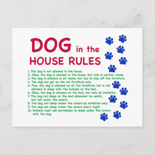 Carte Postale Chien à la maison - règles à suivre