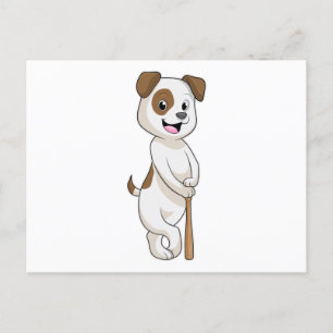 Carte Postale Chien au baseball avec batte de baseball