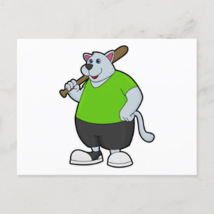 Carte Postale Chien au baseball avec batte de baseball