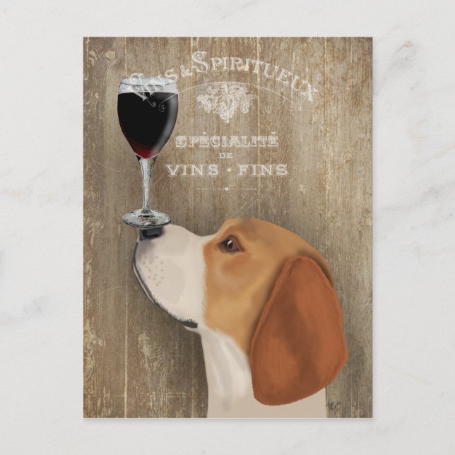 Carte Postale Chien Au Vin Beagle (Devant)