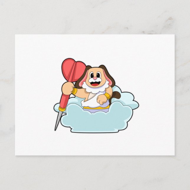 Carte Postale Chien aux Fléchettes avec Fléchette (Devant)