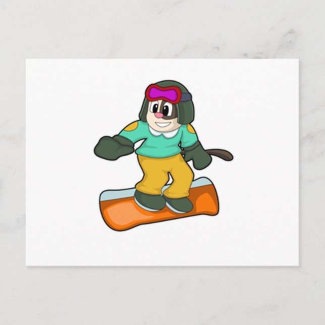 Carte Postale Chien aux sports de snowboard (Devant)