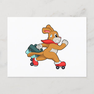 Carte Postale Chien avec des patins à roulettes
