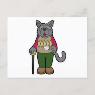 Carte Postale Chien avec la coupe du café