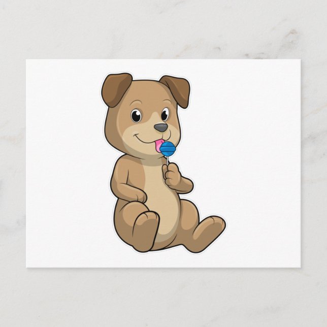 Carte Postale Chien avec sucette sucrée (Devant)