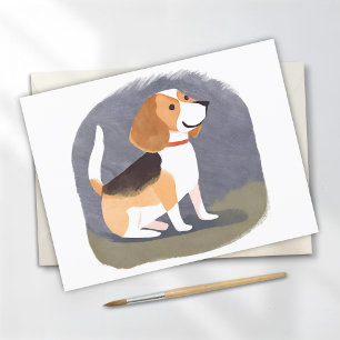 Carte Postale Chien beagle Aquarelle de chien de chien de chie