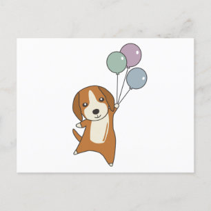 Carte Postale Chien beagle Monte Avec Des Ballons
