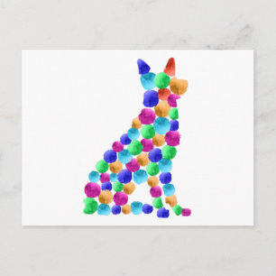 Carte Postale Chien berger allemand Watercolor paint dot art