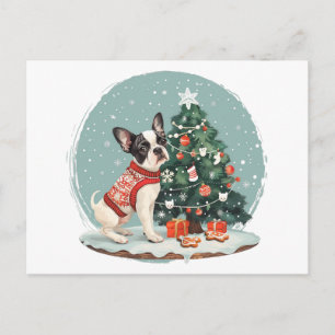 Carte Postale Chien Boston Terrier de Noël