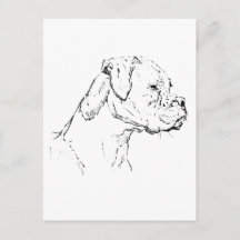 Chien Boxer encre Art – Dessin au trait minimalist